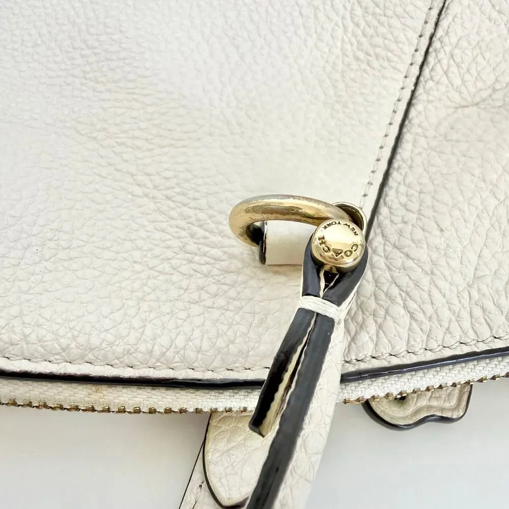 Coach Prairie Satchel Shoulder Crossbody Bag Polished Pebble Leather Chalk 79997